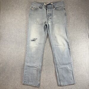 Diesel Rabox Jeans Mens 33x32 Light Wash Straight Leg Thrashed Patched Broken In